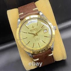 RARE Pronto Tropic Master Automatic Swiss 25J Gold Dial Two Tone Vintage Watch