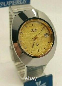 RARE RADO Diastar Quartz Silver Gold Dial Vintage Swiss Made Men's Watch