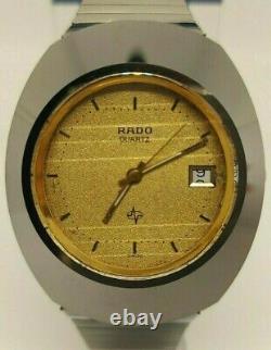 RARE RADO Diastar Quartz Silver Gold Dial Vintage Swiss Made Men's Watch