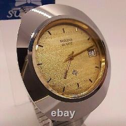 RARE RADO Diastar Quartz Silver Gold Dial Vintage Swiss Made Men's Watch