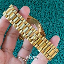 RARE SANDOZ President Diamond Quartz Watch Gold Day Date Men Vintage Swiss Made