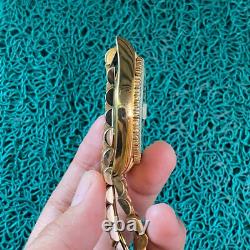 RARE SANDOZ President Diamond Quartz Watch Gold Day Date Men Vintage Swiss Made