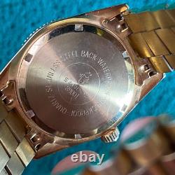 RARE SANDOZ President Diamond Quartz Watch Gold Day Date Men Vintage Swiss Made