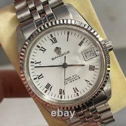 RARE Sandoz President Automatic Roman Index White Dial Swiss ETA Watch Vintage