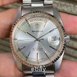 RARE Sandoz President Day Date Automatic ETA 2834-2 Vintage Swiss Watch 1980s