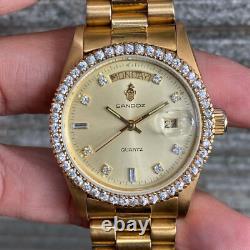 RARE Sandoz President Day Date Quartz Vintage Swiss Men Watch 1980s