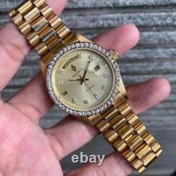 RARE Sandoz President Day Date Quartz Vintage Swiss Men Watch 1980s