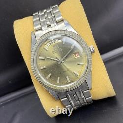 RARE Titus President Gray Dial Day Date Baton Automatic Swiss Watch Men Vintage