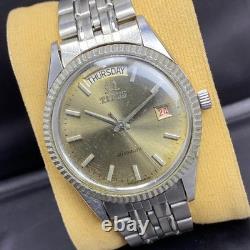 RARE Titus President Gray Dial Day Date Baton Automatic Swiss Watch Men Vintage