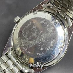 RARE Titus President Gray Dial Day Date Baton Automatic Swiss Watch Men Vintage