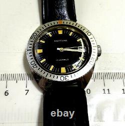 RARE, UNIQUE Men's SWISS Vintage Watch NEPTUNE 17Jewels. Baylor Watch Co. Leather