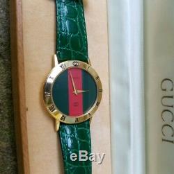 RARE Unisex Vintage Swiss Made GUCCI Quartz Watch Double G 1980's OG with Box