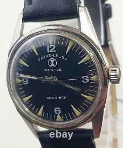 RARE Unisex Vintage sirca 50/60's SWISS Watch FAVRE-LEUBA GENEVE SeaChief. Medium