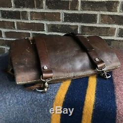 RARE VINTAGE 1940s SWISS HANDMADE SADDLE LEATHER MACBOOK 15 MESSENGER BAG R$1798