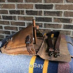 RARE VINTAGE 1940s SWISS HANDMADE SADDLE LEATHER MACBOOK 15 MESSENGER BAG R$1798