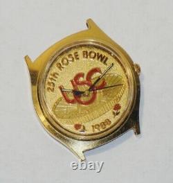 RARE VINTAGE 25th Rose Bowl 1988 USC Jostens Swiss Made Gold-plate Quartz Watch