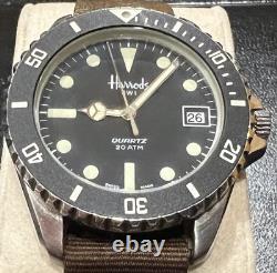 RARE VINTAGE SWI SWISS MADE Harrods Label Date 20ATM DIVER WATCH Brevet 503.305