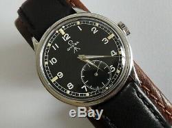 RARE VINTAGE WWII 40's OMEGA CAL. 30T2PC 15J MILITARY ARMY BLACK DIAL SWISS WATCH