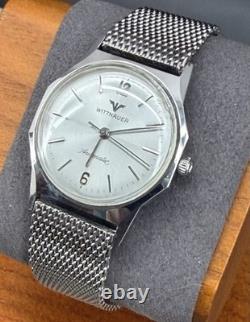 RARE Vintage 1960's WITTNAUER Automatic Hexagon Stainless Watch Kestenmade Band