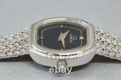 RARE Vintage 1971 OMEGA Silver Quartz Black Dial Women's 17mm Watch Swiss Made