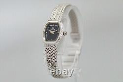 RARE Vintage 1971 OMEGA Silver Quartz Black Dial Women's 17mm Watch Swiss Made