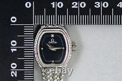 RARE Vintage 1971 OMEGA Silver Quartz Black Dial Women's 17mm Watch Swiss Made