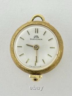 RARE Vintage Bucherer 18K GF 17J Swiss Made Skeleton Pendant Watch