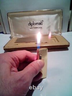 RARE! Vintage DIPLOMAT Present Set, Lighter+ Pen+ Card Holder, SWISS, NEW OLD