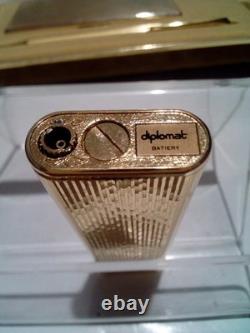 RARE! Vintage DIPLOMAT Present Set, Lighter+Pen+Card Holder, SWISS, NEW OLD