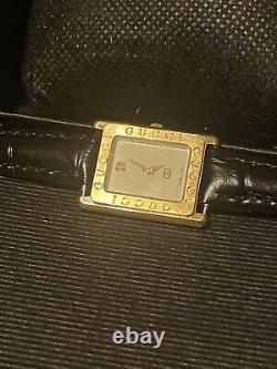 RARE Vintage Gucci Gold Plated 18MM Tank Watch Swiss Made 5 Jewels NEW Battery