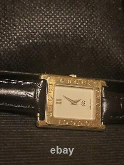 RARE Vintage Gucci Gold Plated 18MM Tank Watch Swiss Made 5 Jewels NEW Battery