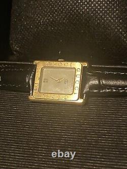 RARE Vintage Gucci Gold Plated 18MM Tank Watch Swiss Made 5 Jewels NEW Battery