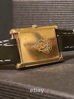 RARE Vintage Gucci Gold Plated 18MM Tank Watch Swiss Made 5 Jewels NEW Battery