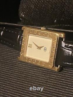 RARE Vintage Gucci Gold Plated 18MM Tank Watch Swiss Made 5 Jewels NEW Battery