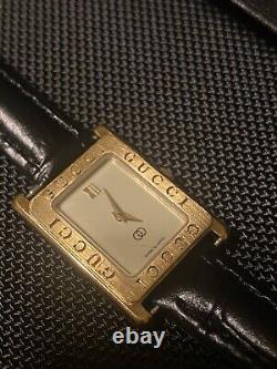 RARE Vintage Gucci Gold Plated 18MM Tank Watch Swiss Made 5 Jewels NEW Battery