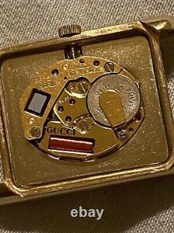 RARE Vintage Gucci Gold Plated 18MM Tank Watch Swiss Made 5 Jewels NEW Battery