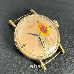 RARE Vintage Henry Capt Geneve Swiss Sec Hand Bleeding Heart Moeris Watch Runs