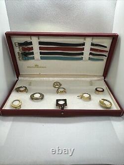 RARE Vintage Ladies Bucherer Watch Set Changeable Bezels & Bands withBox