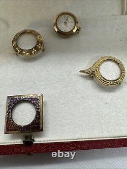 RARE Vintage Ladies Bucherer Watch Set Changeable Bezels & Bands withBox