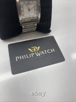RARE Vintage Luxury Philip Watch Swiss Quartz Deplo Silver Tone Wrist Watch
