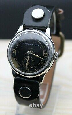 RARE Vintage Military G. Perret & Fils WWII Aviator Luftwaffe Watch Swiss SERV