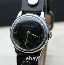 RARE Vintage Military G. Perret & Fils WWII Aviator Luftwaffe Watch Swiss SERV