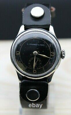 RARE Vintage Military G. Perret & Fils WWII Aviator Luftwaffe Watch Swiss SERV