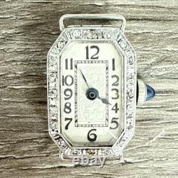 RARE Vintage Platinum Art Deco Perret Swiss Ladies Watch 15j 20 Diamonds