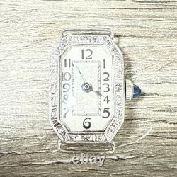 RARE Vintage Platinum Art Deco Perret Swiss Ladies Watch 15j 20 Diamonds