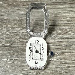 RARE Vintage Platinum Art Deco Perret Swiss Ladies Watch 15j 20 Diamonds