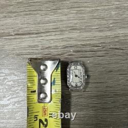 RARE Vintage Platinum Art Deco Perret Swiss Ladies Watch 15j 20 Diamonds