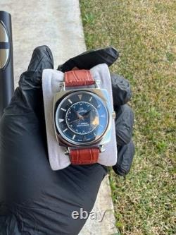 RARE Vintage Roamer Blue Face Brown Band ST96 Movement