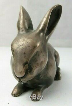 RARE Vintage SANDOZ Art Deco Rabbit Bronze Swiss Sculpture Figure Switzerland