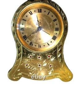 RARE-Vintage SWISS REUGE (8) Day Brass Musical Alarm Clock 3x3x1 Working